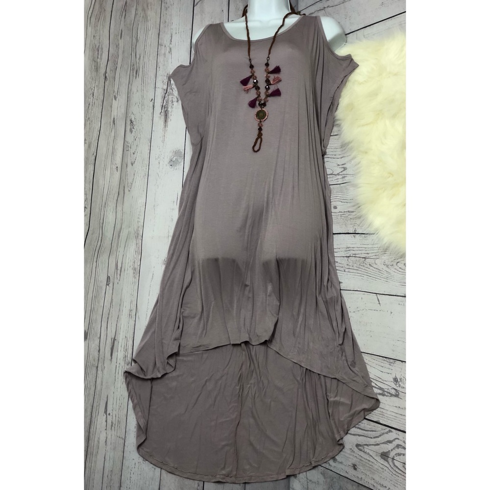 Off should dress tunic high low gray purple mauve boho dress top - Picture 4 of 6
